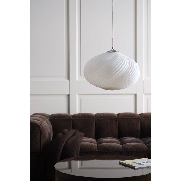 Lampadario bianco/argentato in vetro opale con intensità regolabile ø 50 cm Meringue – Jotex-image-2