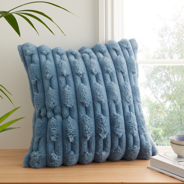 Cuscino decorativo in micropile 50x50 cm Carved Fur – Bianca-image-2