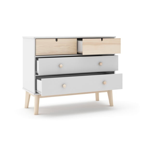 Cassettiera bassa bianca per bambini 100x81 cm Estefania - Marckeric-image-4