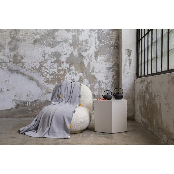 Copriletto grigio in vello 150x200 cm Pom Pom – Mijolnir-image-2