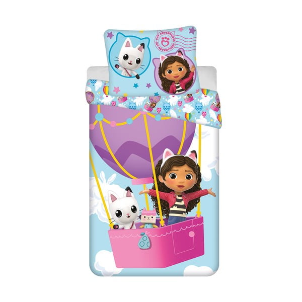 Biancheria da letto per bambini in cotone per letto singolo 140x200 cm Gabby's Dollhouse "Balloon"  - Jerry Fabrics
