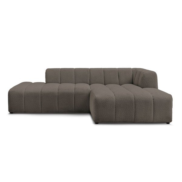Divano angolare marrone (penisola a destra/chaise lounge) con rivestimento in bouclé Annecy – Bobochic Paris