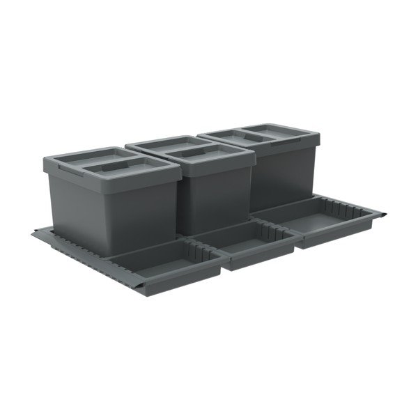 Cestino per la spazzatura grigio in plastica per raccolta differenziata/incorporabile 3x12 l Metropolis Flip-up – Elletipi