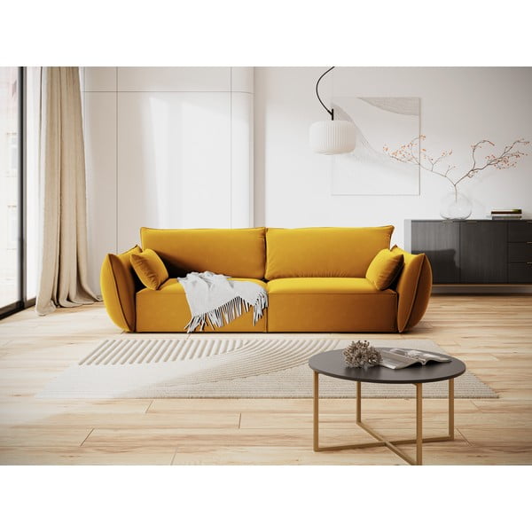 Divano color senape con rivestimento in velluto 208 cm Vanda – Mazzini Sofas-image-1