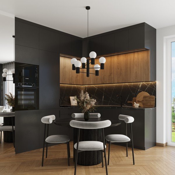 Lampadario nero con paralume in vetro Orbital – Sollux-image-1