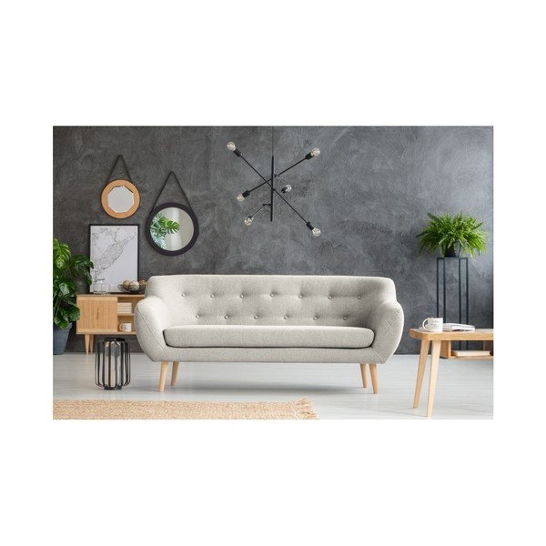 Divano a tre posti crema con gambe chiare Sicile - Mazzini Sofas-image-1