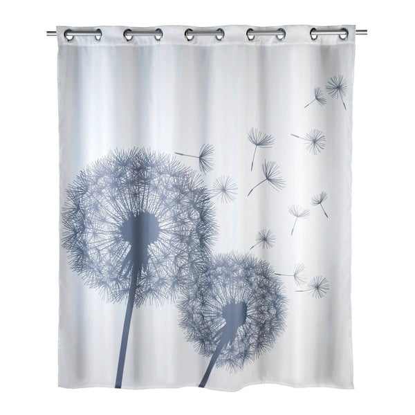 Tenda da doccia bianca con finitura antimuffa Dandelions, 180 x 200 cm Astera - Wenko