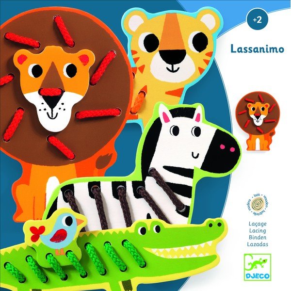Animali della giungla trapuntati in legno per bambini - Djeco-image-1