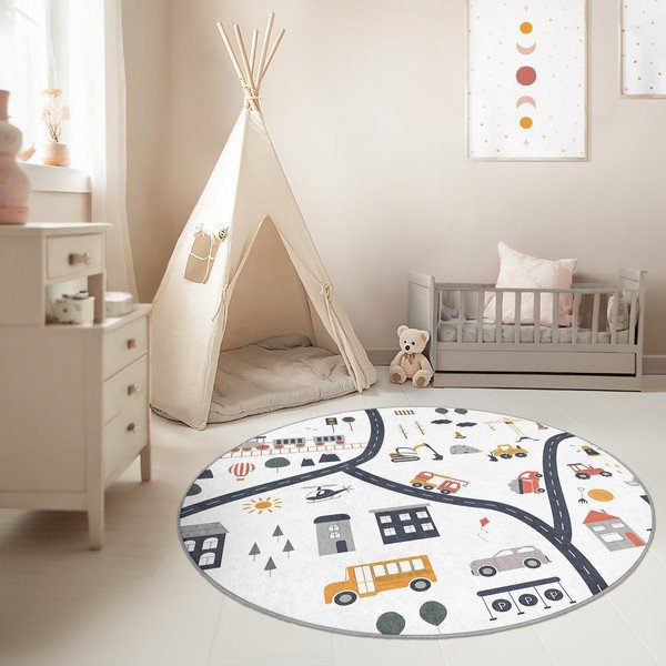 Tappeto da gioco per bambini lavabile ø120 cm World Around Me – Mila Home-image-1