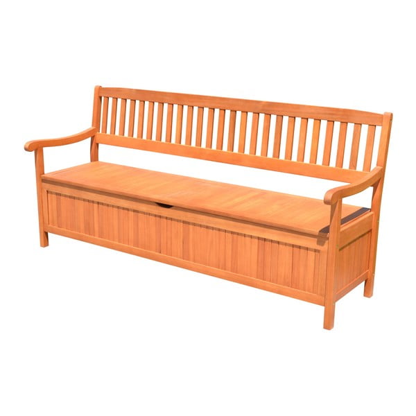 Panchina da giardino con vano portaoggetti in legno di eucalipto Houston, lunghezza 187 cm - Garden Pleasure-image-1