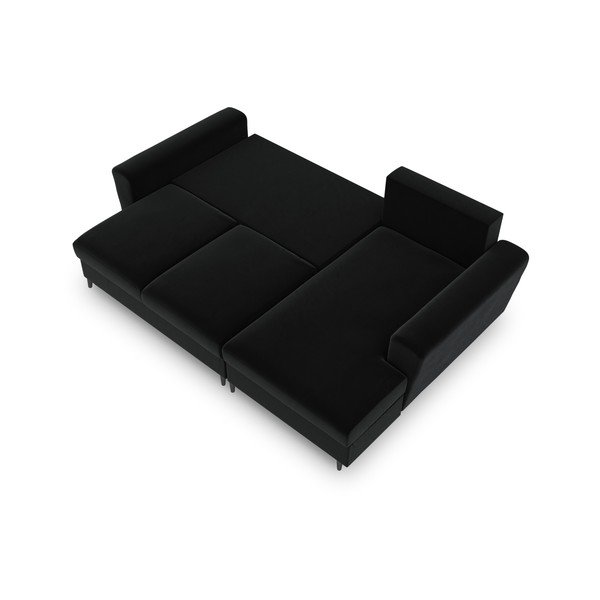 Divano angolare nero allungabile e con contenitore (con penisola a destra/con chaise lounge) con rivestimento in velluto Kyoto – Cosmopolitan Design-image-2