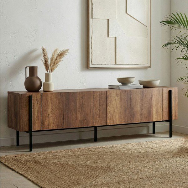 Mobile TV colore naturale scuro con effetto noce 180x45x30 cm Nexus – Kalune Design-image-2