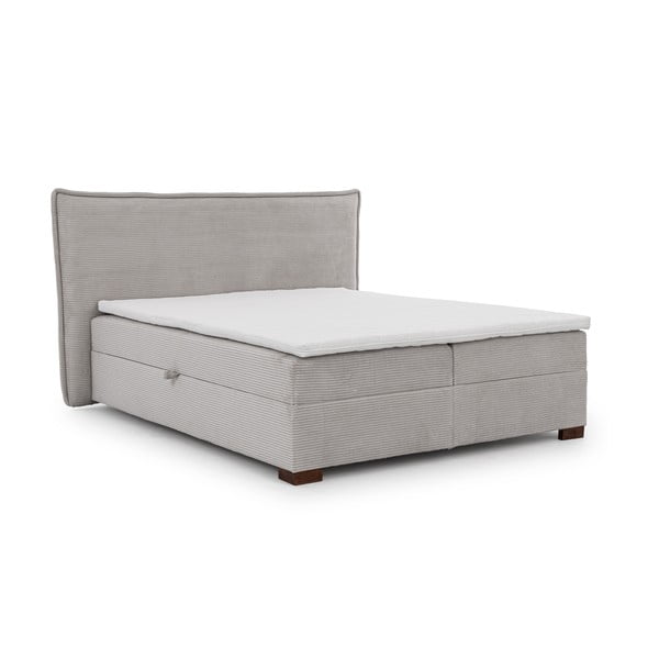Letto boxspring grigio chiaro con contenitore 180x200 cm Lysa – Ropez