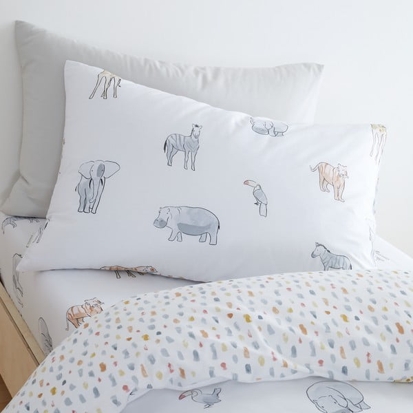 Biancheria da letto in cotone per bambini 200x135 cm Zoo Animals - Bianca-image-2