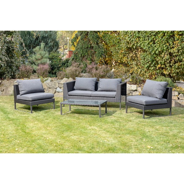Set di mobili da giardino in rattan artificiale grigio Diamond - Bonami Essentials-image-1