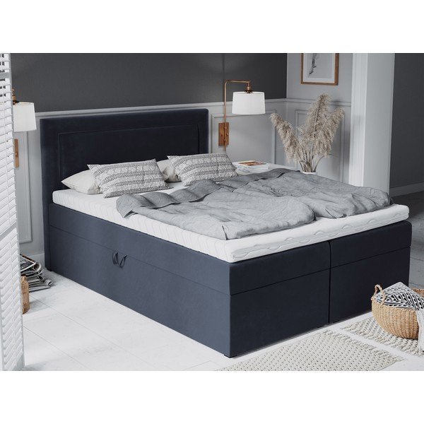Letto matrimoniale in velluto blu scuro Yucca, 160 x 200 cm - Mazzini Beds-image-4