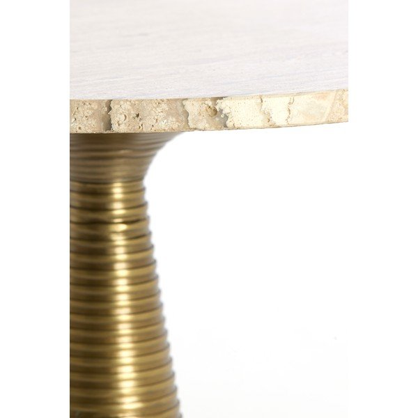 Tavolino da salotto rotondo color bronzo/colore naturale chiaro con piano in pietra ø 50 cm Bahia – Light & Living-image-4