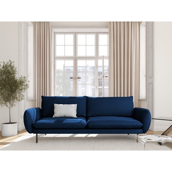Divano in velluto blu 230 cm Vienna - Cosmopolitan Design-image-1