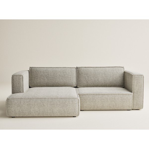 Divano angolare beige allungabile/con contenitore (con penisola a sinistra/con chaise lounge) con rivestimento in ciniglia Velto – Maison de Rêve-image-2