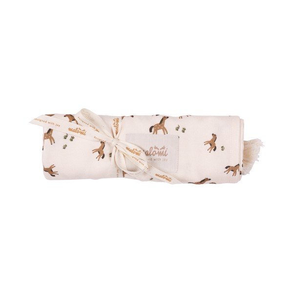 Coperta per neonati in bambù crema 120x120 cm Free Horses - Malomi Kids-image-2
