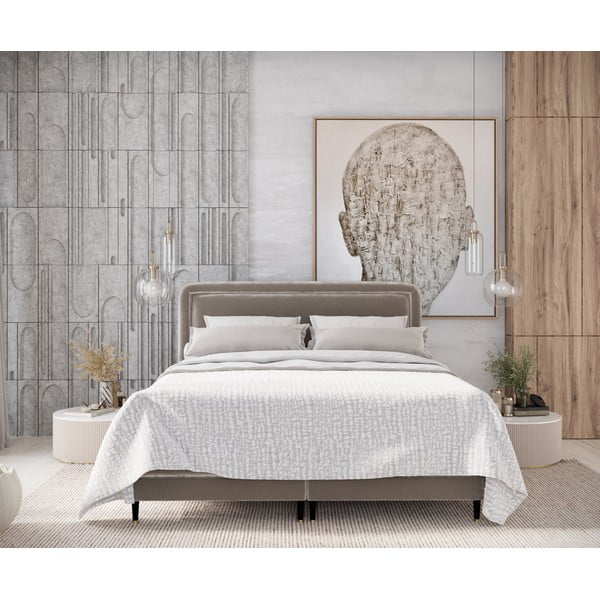 Letto boxspring marrone chiaro 180x200 cm Dove - Maison de Rêve-image-3
