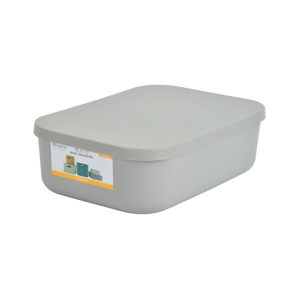 Scatola con coperchio grigia in plastica 24x18x8 cm – Homéa-image-2