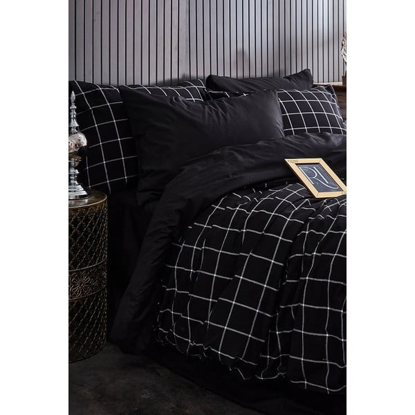 Biancheria da letto matrimoniale nera con lenzuolo 200x220 cm Geometric - Mila Home