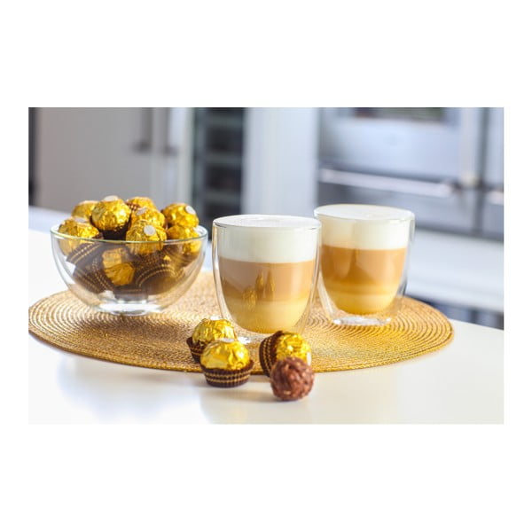 Tazze in set con parete doppia/da latte in vetro 2 pz 320 ml Amo – Vialli Design-image-1