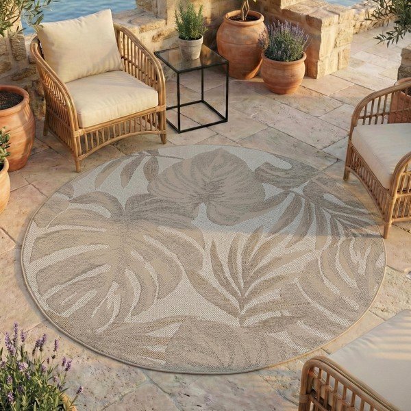 Tappeto da interno/esterno rotondo beige ø 120 cm Desert 1302 – Ayyildiz Carpets-image-1