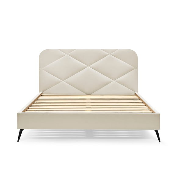 Letto matrimoniale beige imbottito con rete inclusa 180x200 cm Prune – Bobochic Paris-image-3