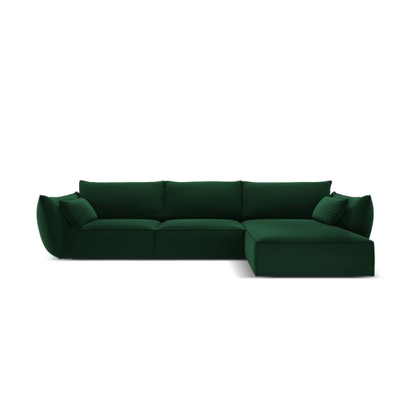 Divano angolare verde scuro (con penisola a destra/con chaise lounge) con rivestimento in velluto Vanda – Mazzini Sofas