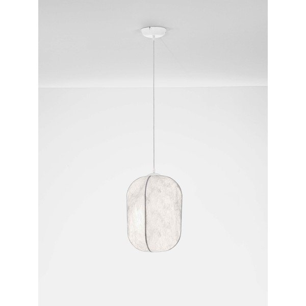 Lampadario bianco in metallo con paralume in tessuto ø 30 cm Pierida – Nova Luce-image-2