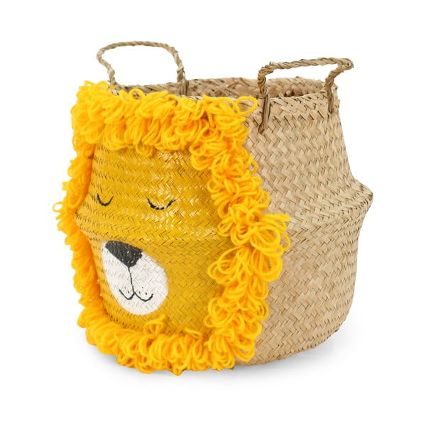 Cesto portagiochi da bambini in seagrass di colore giallo-naturale ø 30x28 cm Lion - Compactor-image-4