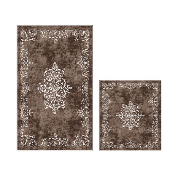 Set di tappetini per il bagno marroni 2 pz 60x100 cm – Foutastic