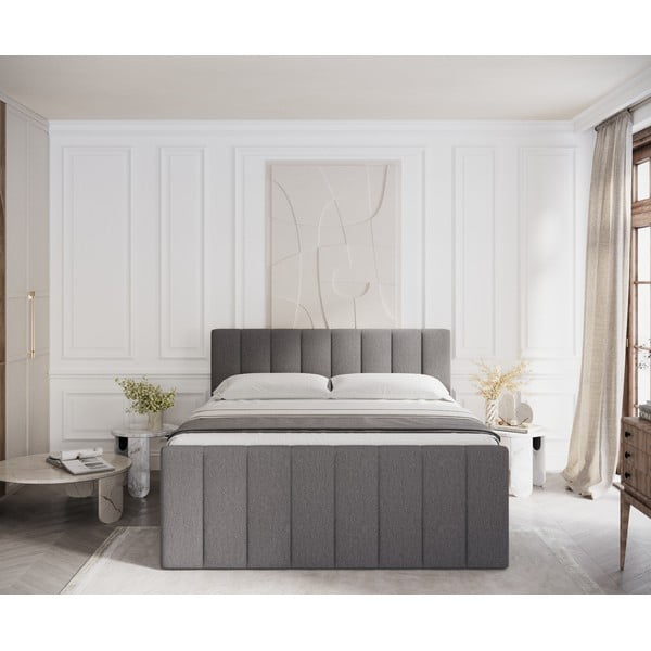 Letto boxspring grigio con contenitore 180x200 cm Ruby - Maison de Rêve-image-3
