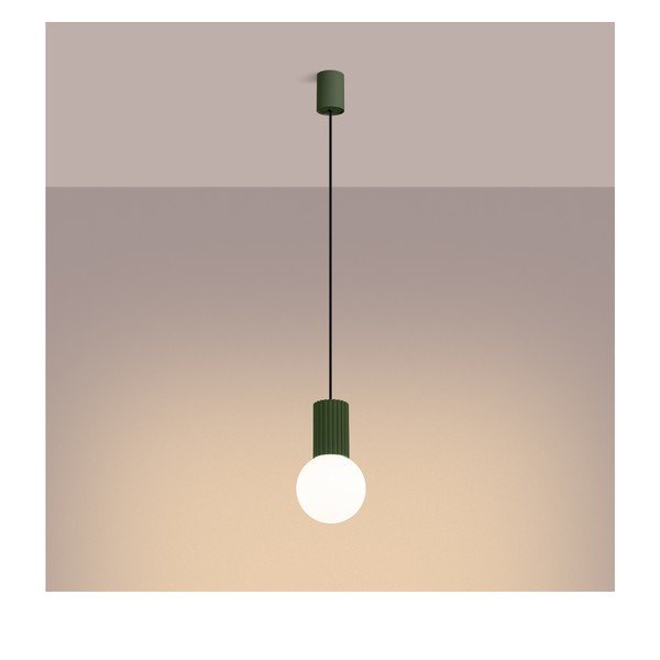 Lampadario verde in vetro opale ø 12 cm Orbital – Sollux-image-2