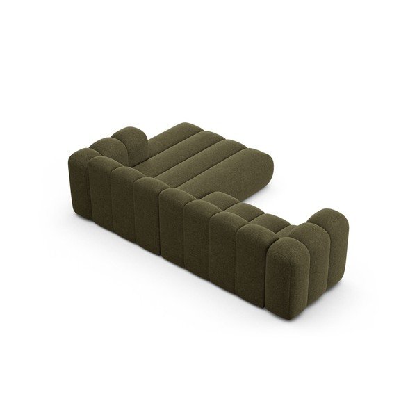 Divano angolare verde (con penisola a destra/con chaise lounge) con rivestimento in ciniglia Lupine – Micadoni -image-3