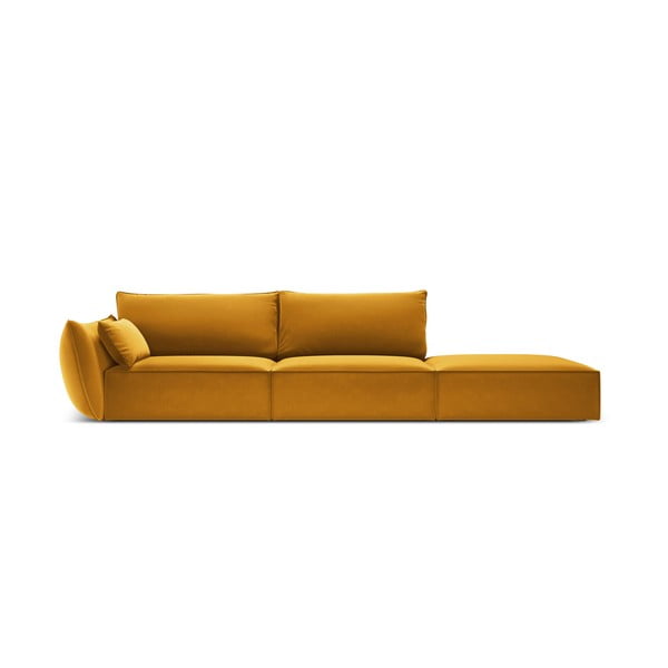 Divano color senape con penisola a sinistra con rivestimento in velluto 264 cm Vanda – Mazzini Sofas
