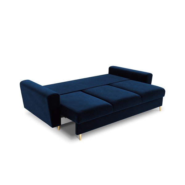 Divano blu allungabile e con contenitore con rivestimento in velluto 235 cm Kyoto – Cosmopolitan Design-image-2