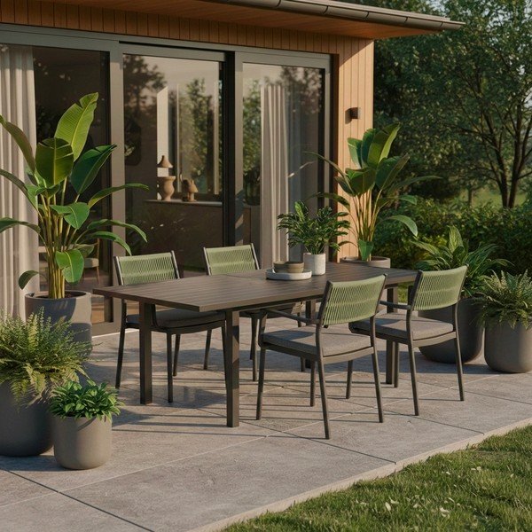 Sedie da esterno in set grigie in plastica 4 pz Alvin   – Bizzotto-image-1