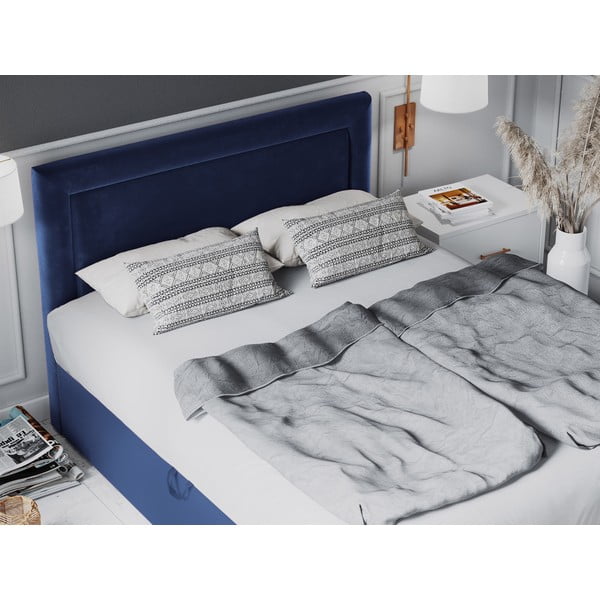 Letto matrimoniale in velluto blu, 200 x 200 cm Yucca - Mazzini Beds-image-4