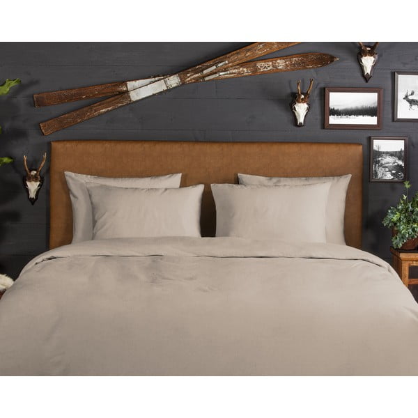 Biancheria da letto marrone in flanella per letto matrimoniale/per letto prolungato 200x220 cm – Good Morning-image-2