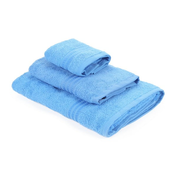 Set di 3 asciugamani in cotone blu Rainbow - Foutastic
