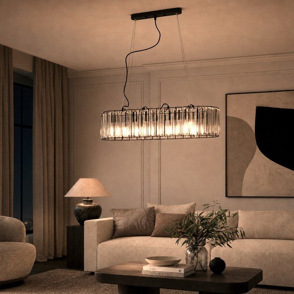Lampadario in metallo con paralume in vetro Akiko – Premier Housewares-image-1