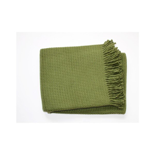 Plaid verde con Waffle di cotone, 140 x 180 cm - Euromant