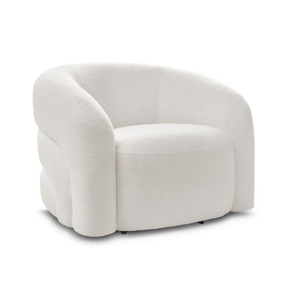 Poltrona bianca girevole con rivestimento in bouclé Elina – Bobochic Paris-image-3