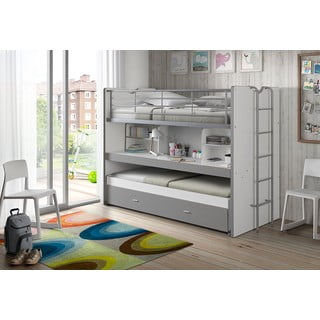 Letto da bambini a castello/estraibile bianco/grigio con contenitore/con scrivania con rete inclusa 90x200 cm Bonny – Vipack