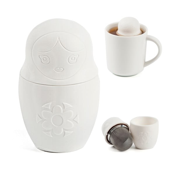 Sítko na čaj Matryoshka, bílé