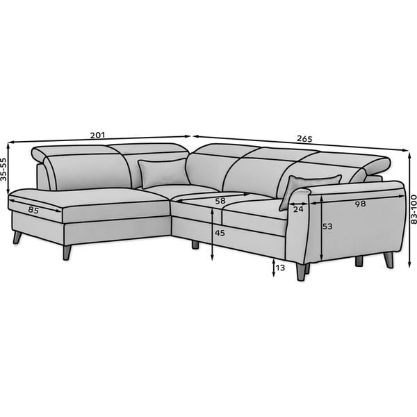 Divano angolare beige allungabile/con contenitore (con penisola a destra/a L) e rivestimento in velluto Noble – ELTAP-image-3