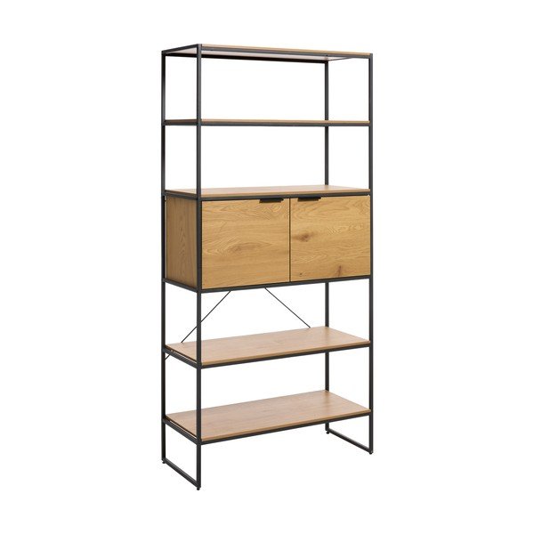 Libreria di colore naturale con effetto rovere 90x190x40 cm Cesura – Unique Furniture-image-2